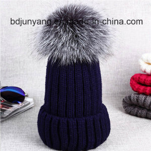 Hot Selling Knitted Winter Hat with Fur Pompom
