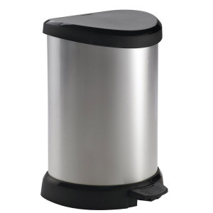 "Deco" Waste Bin, Black/Silver Metallic, 20 Litre